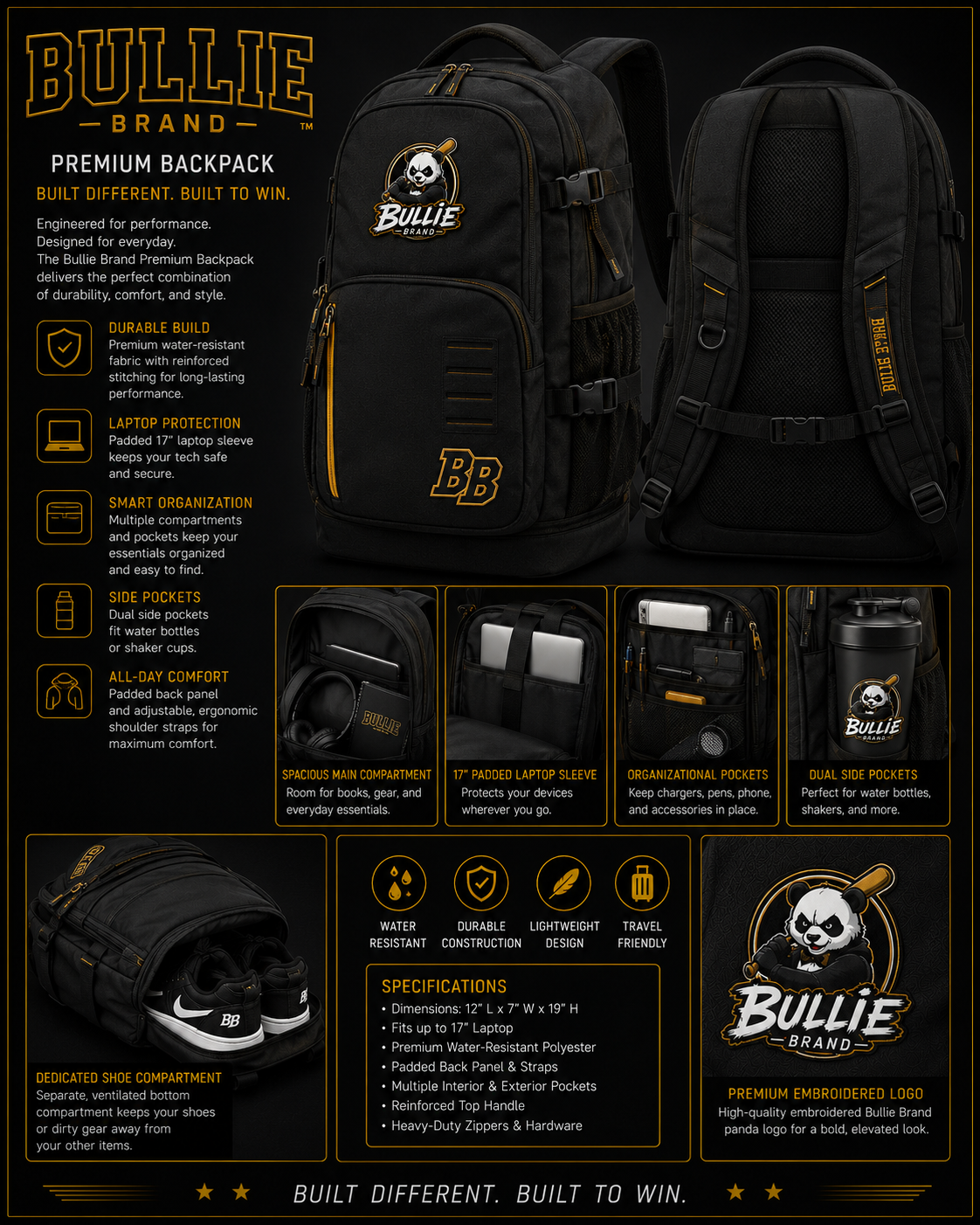Bullie Brand™ Premium Performance Backpack